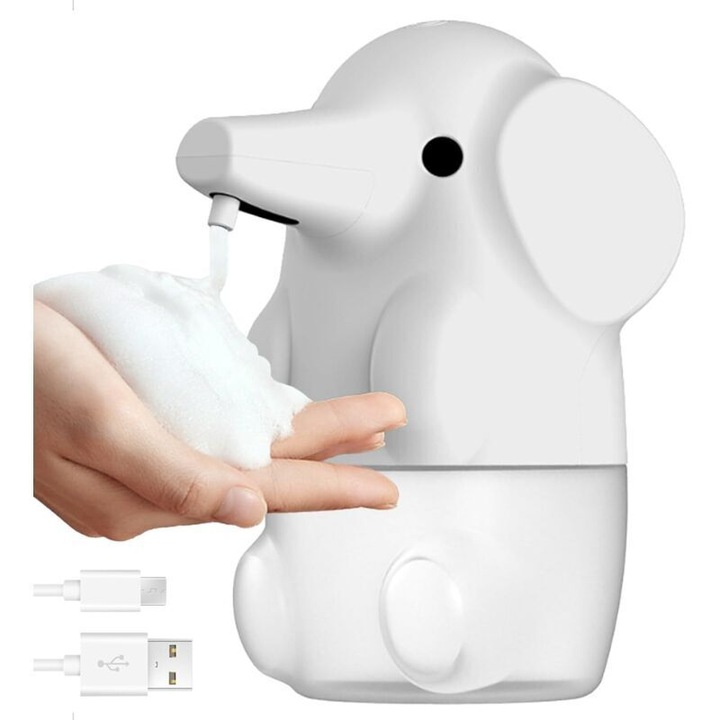 Dozator automat sapun spumant elefant 250ml colorat USB 12x20x10cm
