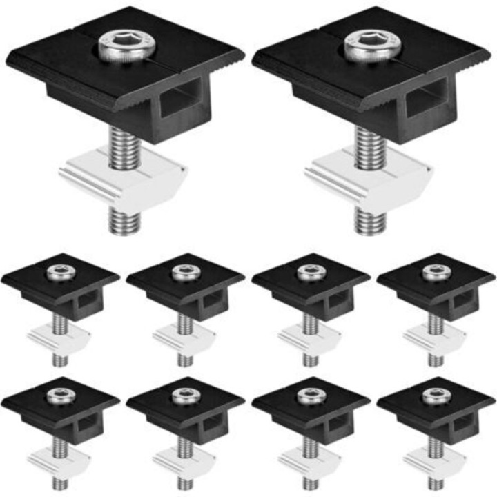 Set 10 suporturi aluminiu T pentru panouri solare 30mm negre