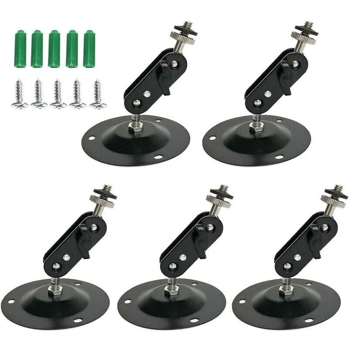 Set 5 suporturi metalice pentru camere, ajustabile, 10x7.3cm, negru