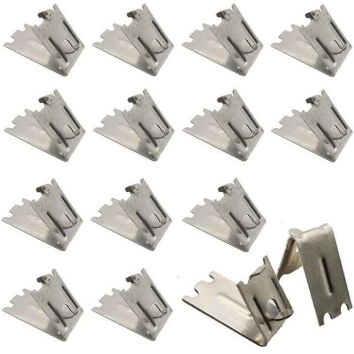 Set 25 cleme suport raft frigider congelator, argintiu