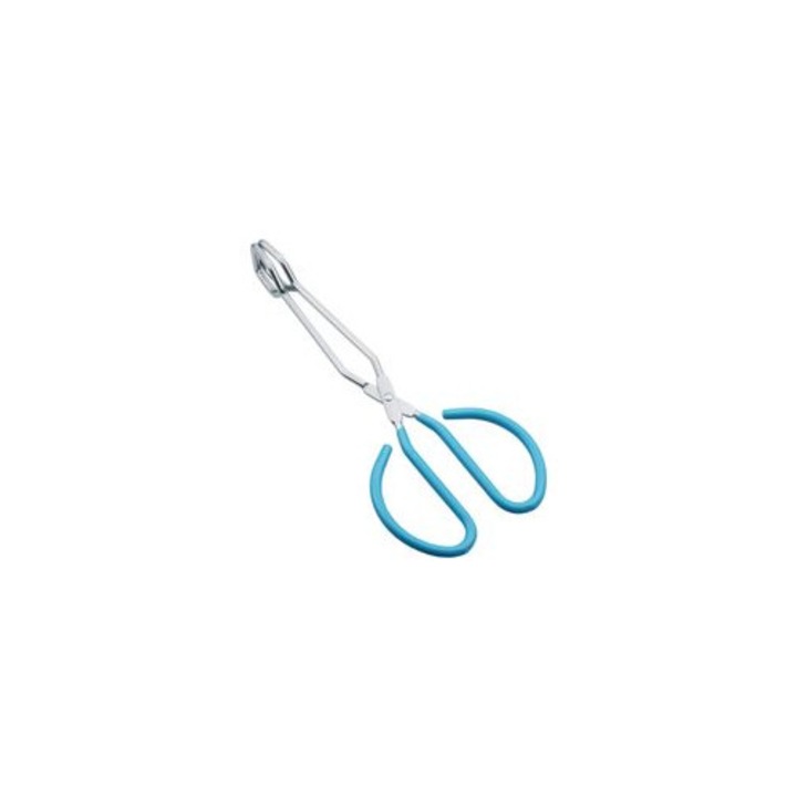 Konyhai csipesz, rozsdamentes acél, 25,4 cm, kék, csúszásmentes szilikon
