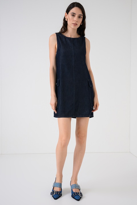 G-STAR, Rochie cargo din denim, Albastru ultramarin