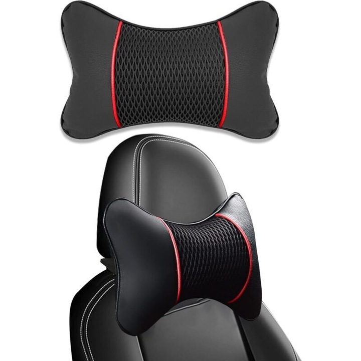 Perna tetiera auto, piele PU, spuma memorie, suport gat, 1 buc