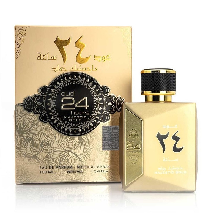 Apa de Parfum Ard al Zaafaran Oud 24 Hours Majestic Gold, Unisex, 100 ml, cu mostra parfum 2 ml