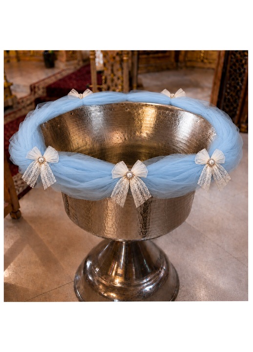 Tull aranjament cristelnita, bleu cu fundita din dantela, 3M, Recostore®, REC5016/6