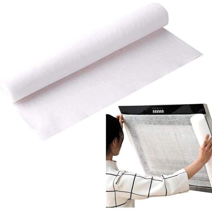 Filtru pentru hota, 46x1000cm, rezistent la caldura, netesut, alb