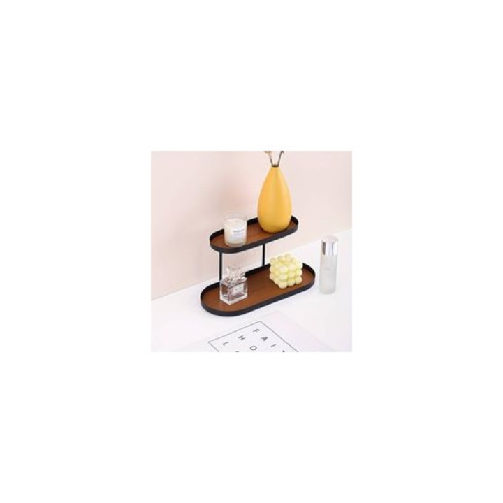 Dupla etagere, bútor, tárolóállvány, kozmetikai bemutató, fehér, 2 szintes