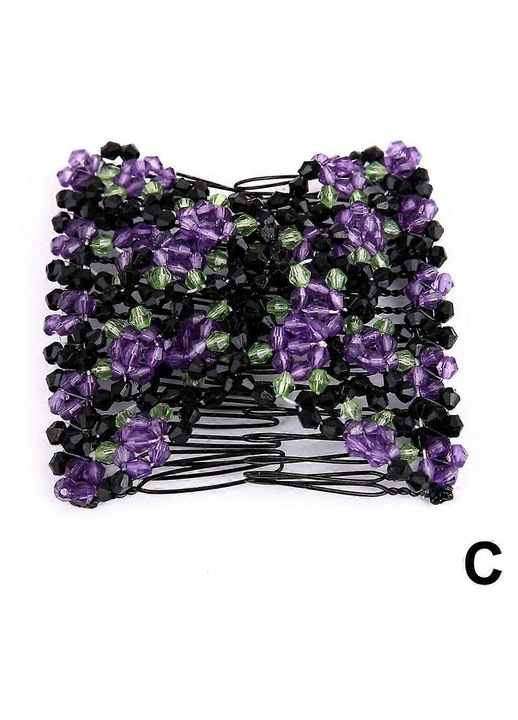 Accesoriu par pieptene cu margele, multicolor, 9x8cm