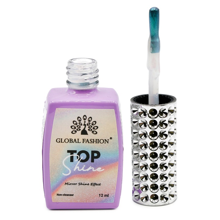 Top pentru unghii cu efect de oglinda „TOP SHINE” fara strat lipicios, 12 ml, 10
