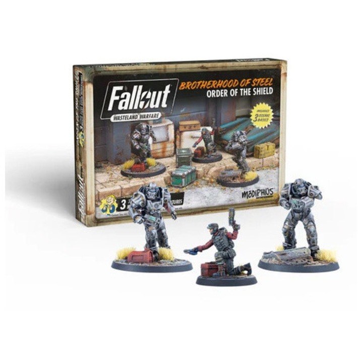 Разширение за игра Fallout, Brotherhood of Steel Order of the Shield, Modiphius, 3 миниатюри, сиво