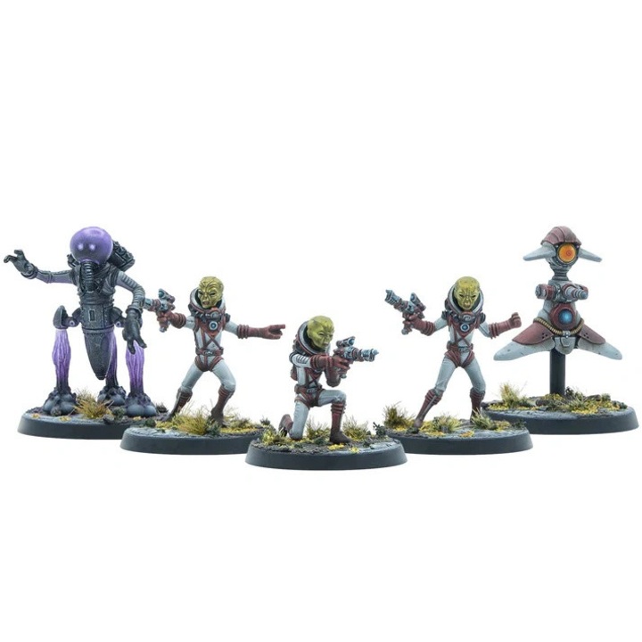 Разширение за игра Fallout, Zetans Invaders from Beyond, Modiphius, 5 миниатюри, сиво
