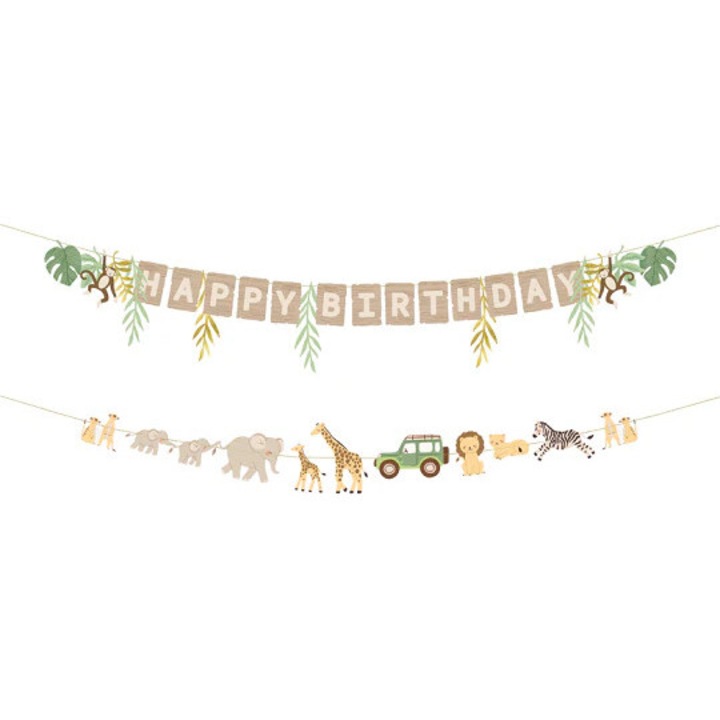 Banner „Happy Birthday” Safari, 180 cm, multicolor