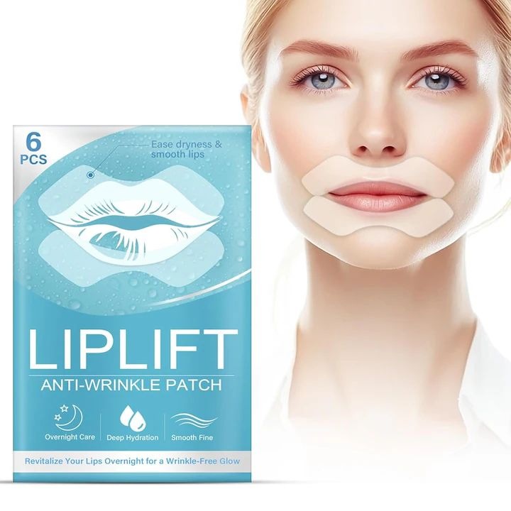 Set de 3 perechi plasturi antirid buze, efect lifting, netezire riduri, reutilizabili, silicon, transparent
