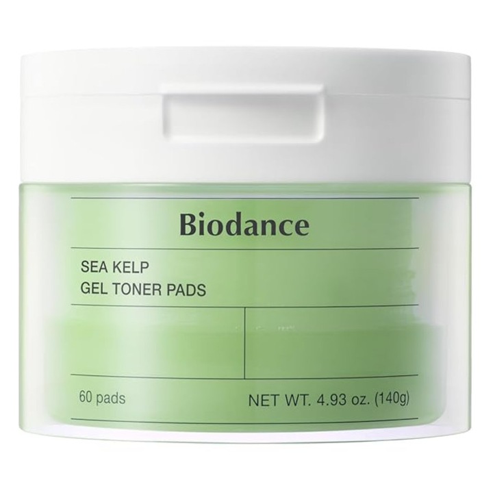 Dischete tonice de fata tip gel cu extract de alge marine BIODANCE Sea Kelp Gel Toner Pads, pentru controlul sebumului, exfoliere blanda si calmare ten sensibil sau cu imperfectiuni, K-Beauty (Cosmetice Coreene), 60 bucati, 140 g
