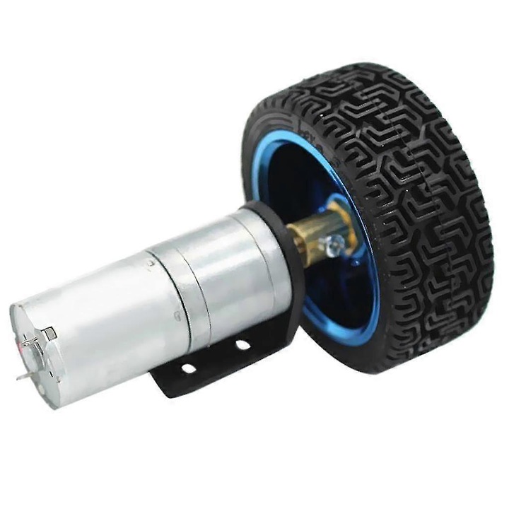 Motor electric DC cu roata, 6V, 67x65x4mm, argintiu