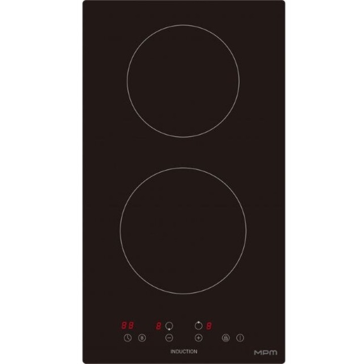 Plita cu Inductie Incorporabila 2 Zone de Gatit 30 cm Negru Touch Control, Booster, Timer Electronic, Protectie Copii