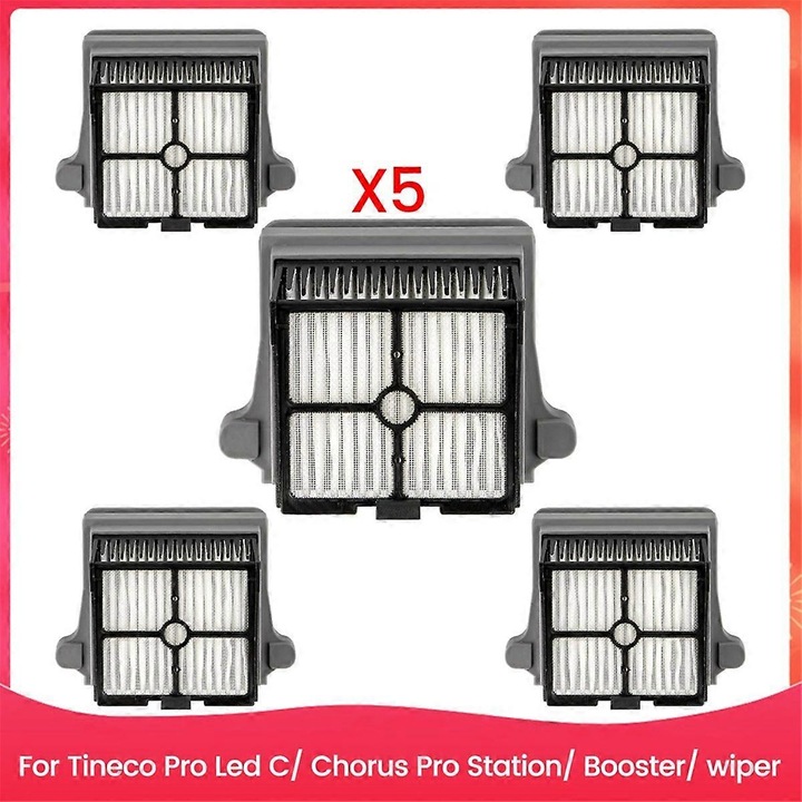 Set 5 filtre aspirator compatibil Tineco, plastic, alb
