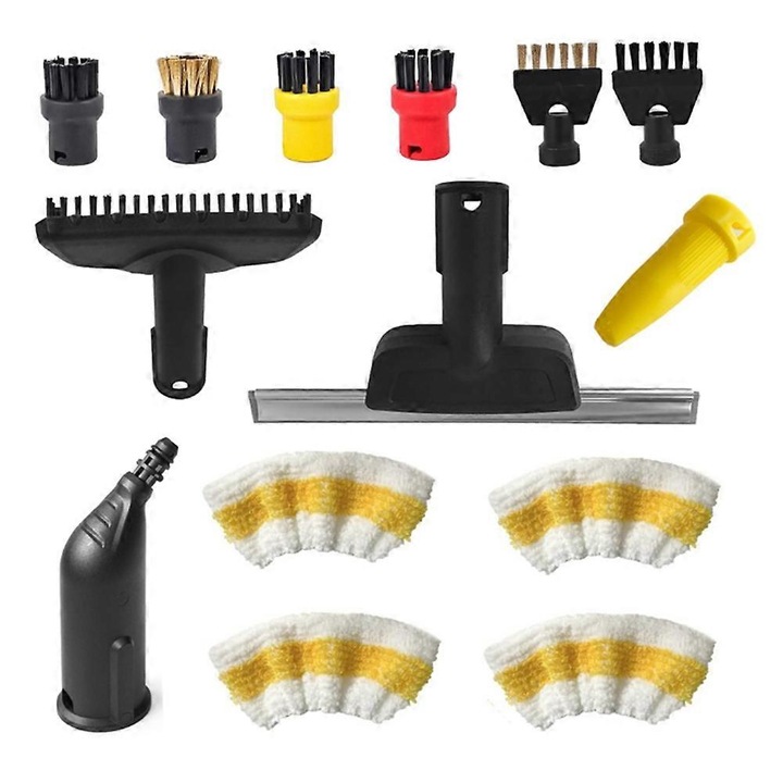 Set piese de schimb pentru aparat de curatat cu aburi, cu duza pentru geamuri, racleta, perie rotunda, pentru Karcher SC1 SC2 SC3 SC4 SC5 SC7