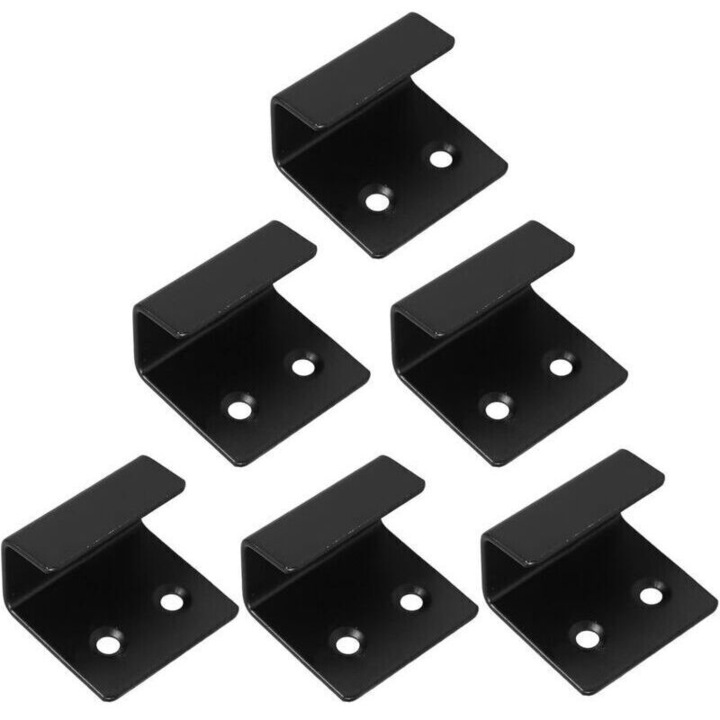 Set 6 carlige perete inox, negru, 12x12cm, accesorii montaj placi ceramice
