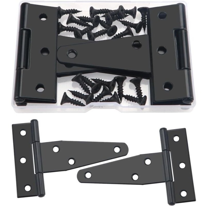 Set 4 balamale T negre 121mm cu 24 suruburi detasabile