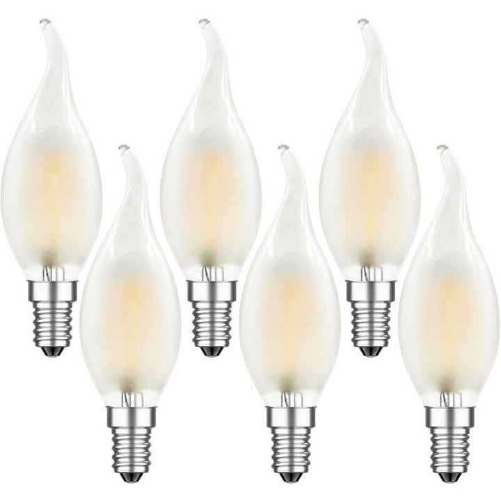 6 db LED filament izzó készlet E14 4W vintage meleg fehér 2700K láng 400lm