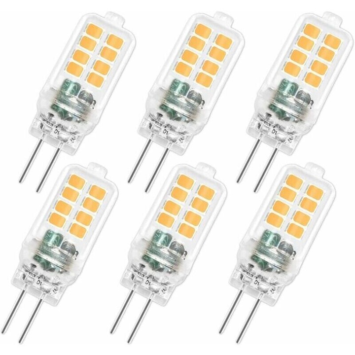 Bec LED G4 12V 3W 300lm meleg fehér 40x13x10mm szett 6 db