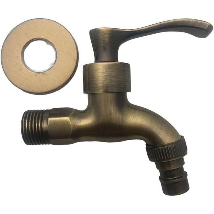 Vintage csaptelep adapter mosógéphez, bronz sárgaréz, falra szerelhető