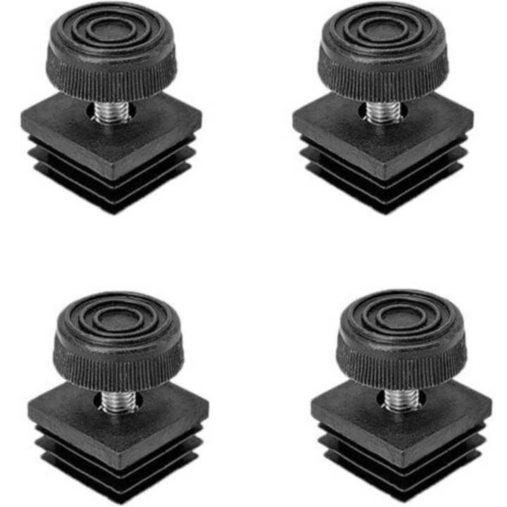 Picioare reglabile mobilier set 4, negru, 30x30mm, filet M8