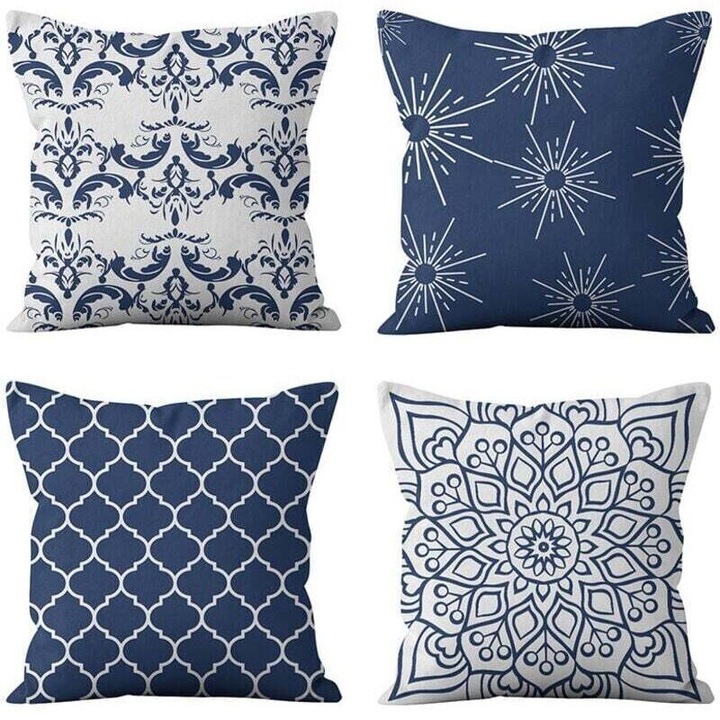 Set fete de perna, 4 piese, catifea, dublu imprimat, 45x45cm, multicolor