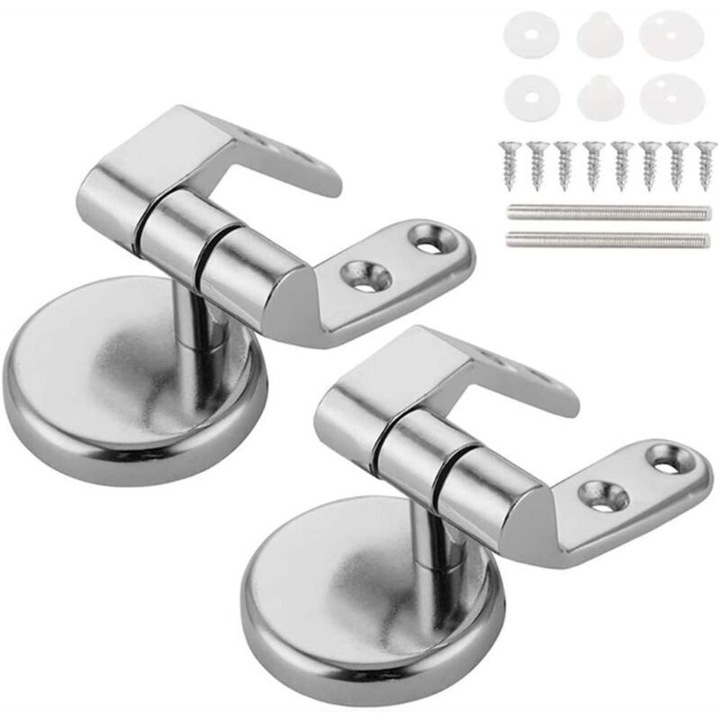 Balamale scaun WC, zinc, set 2 piese, argintiu, 14x10x10cm