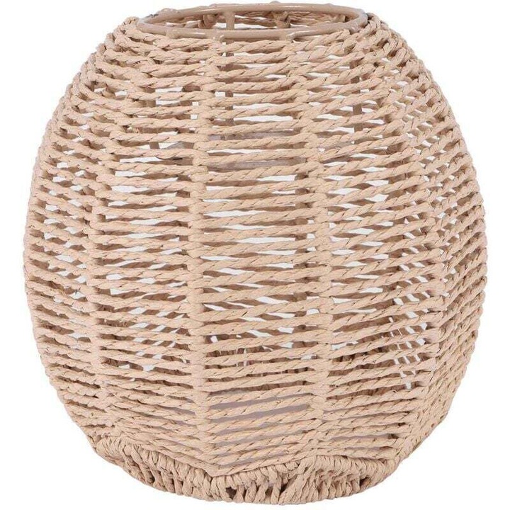 Abajur ratan impletit manual, stil retro, maro, 30x30cm