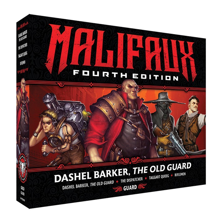 Разширение за игра Malifaux 4E, Dashel Barker The Old Guard, Wyrd, 6 миниатюри, сив