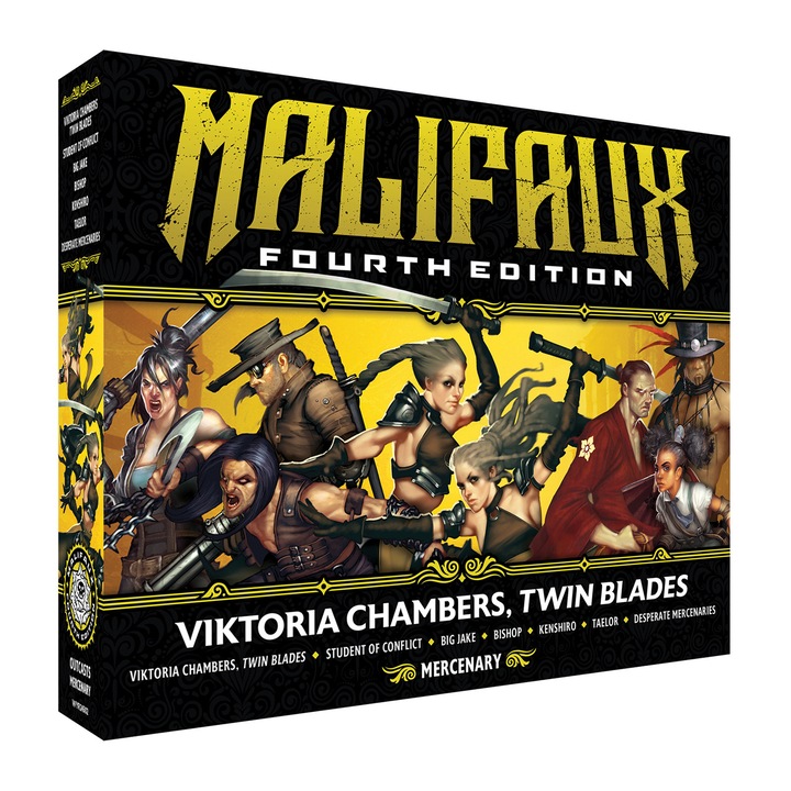 Разширение за игра Malifaux 4E, Viktoria Twin Blades, Wyrd, 7 миниатюри, сиво
