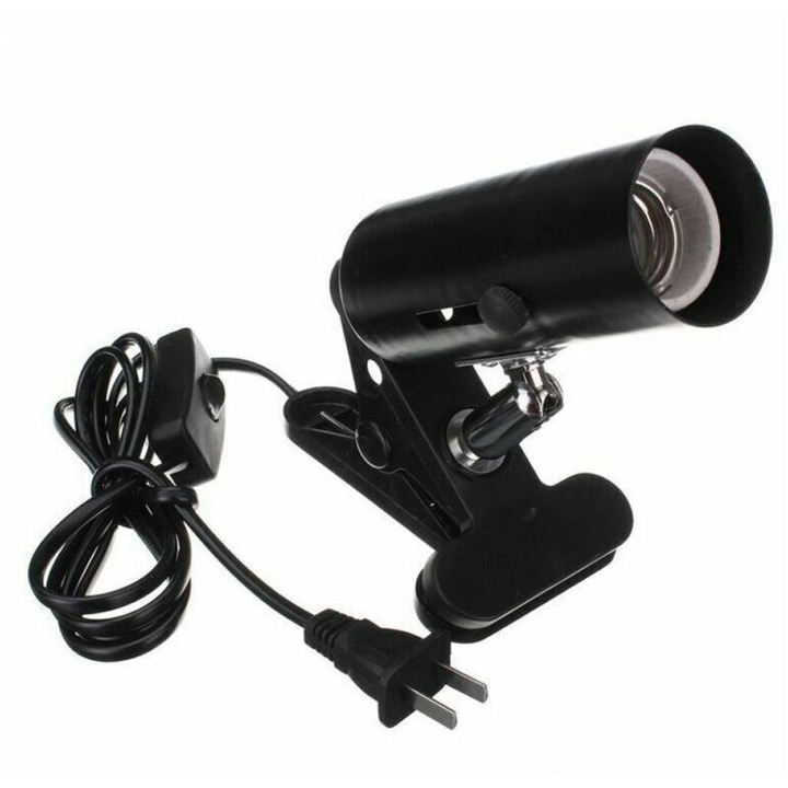 Lampa de incalzire pentru terariu, UVA UVB, infrarosu, negru, clema