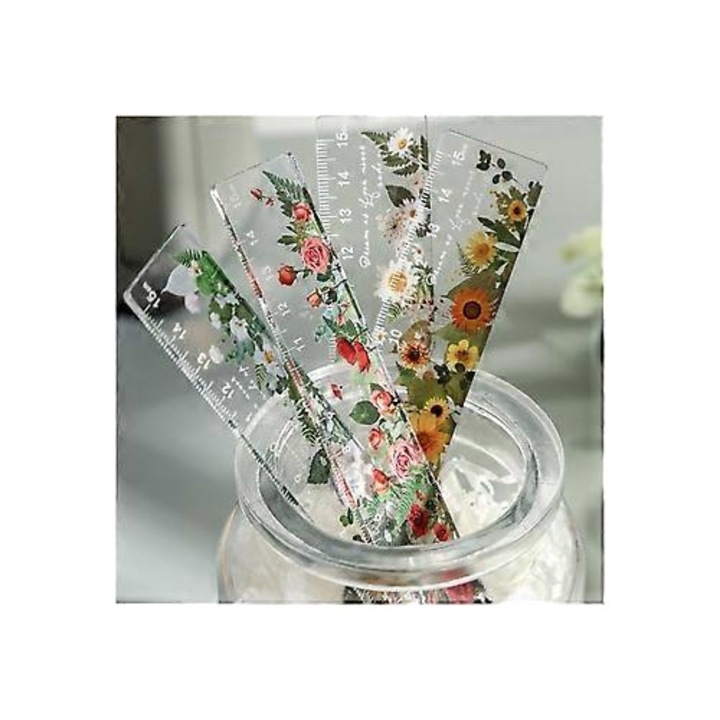 Rigla transparenta 15cm set pentru desen si bricolaj, transparenta