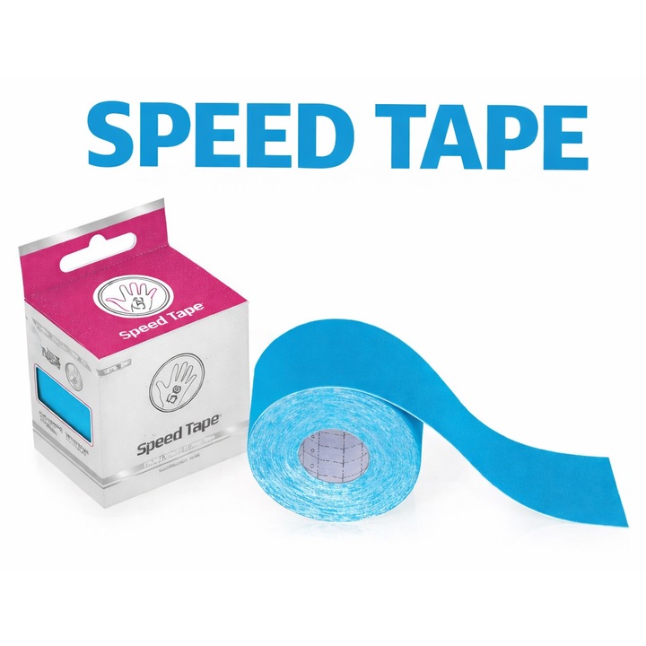 Kineziológiai tapasz Speed Tape, Pamut, Kék, 5 cm x 5 m, Öntapadós, Hipoallergén, 1 db