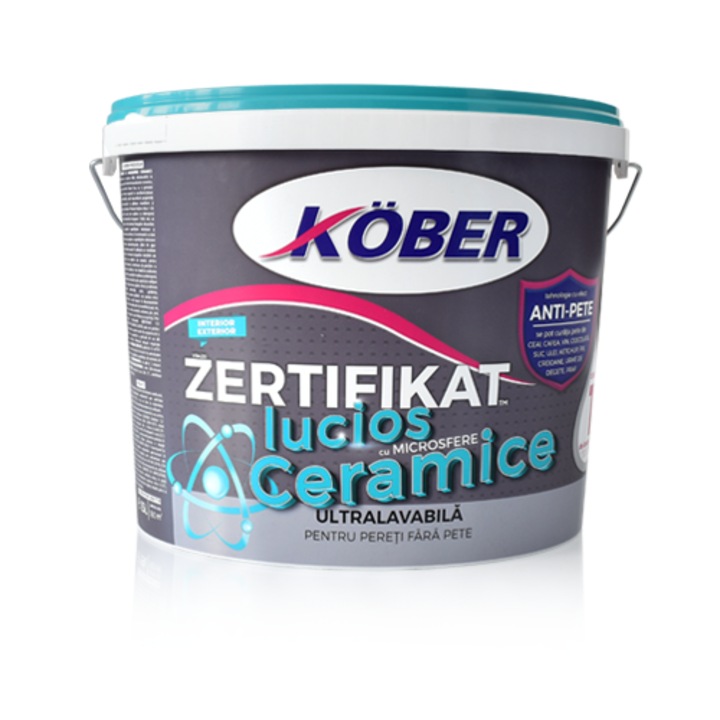 Vopsea ultralavabila lucios alba Zertifikat cu microsfere ceramice, interior/exterior, 8.5 l