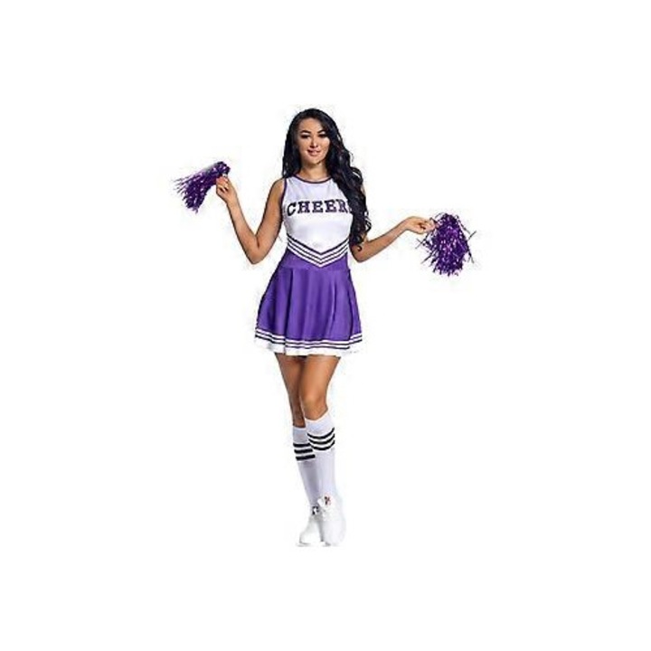 Costum majorete fete set fusta sosete pompoane multicolor XL
