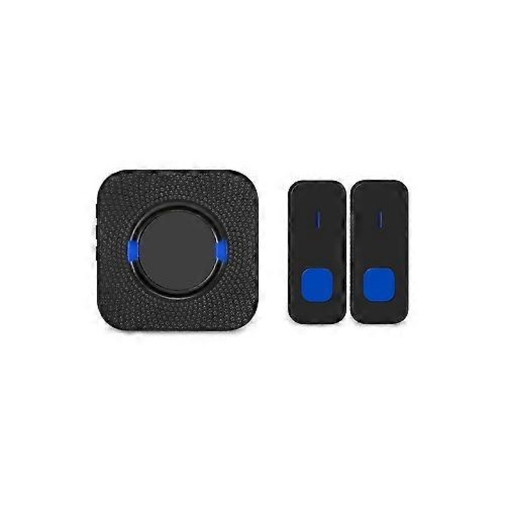 Sonerie wireless, 55 tonuri, negru, 110-260V, IP55, 300m