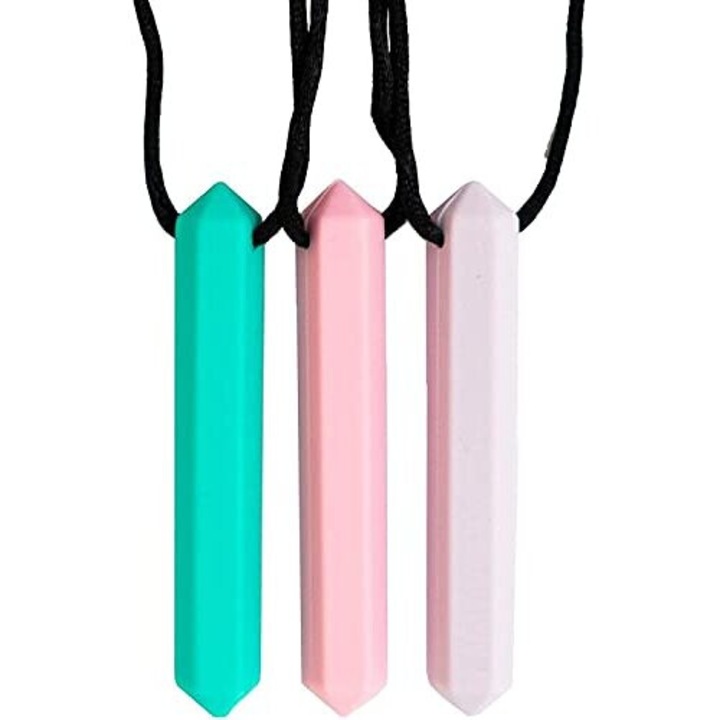 Colier senzorial din silicon pentru mestecat, multicolor, 20x2cm