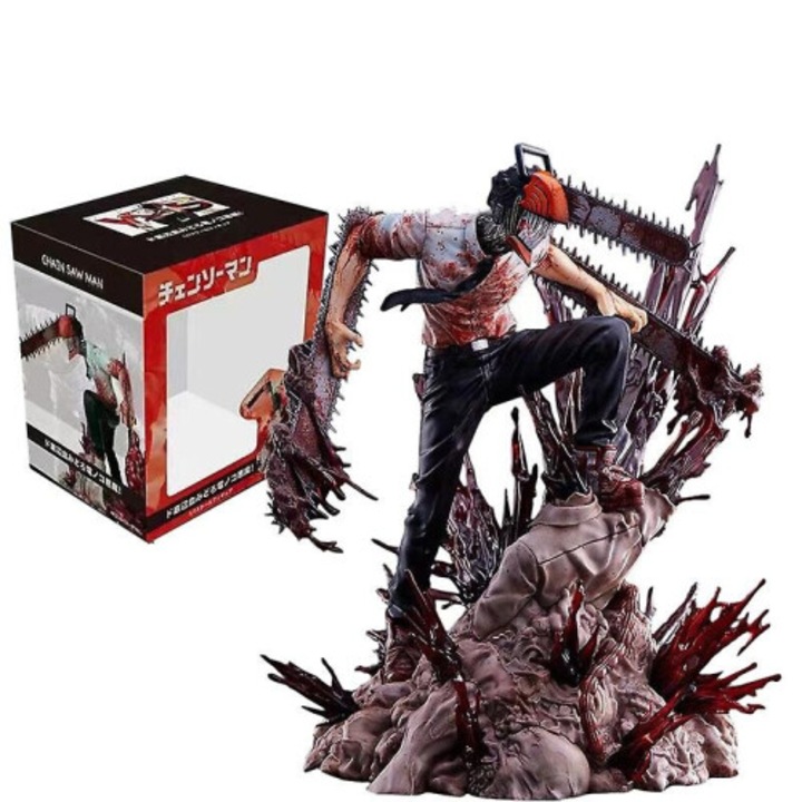 Figurina anime Denji Chainsaw Man, 29cm, multicolor, colectie adult