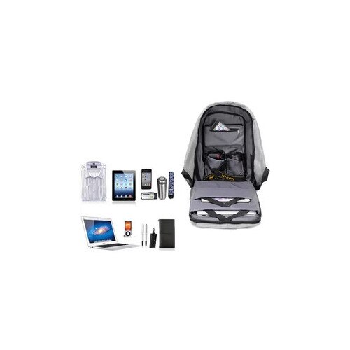 Rucsac antifurt albastru pentru laptop 15.6", impermeabil, port USB, compartiment securizat, multifunctional pentru scoala, birou si calatorii