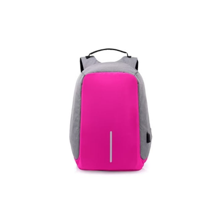 Rucsac antifurt roz pentru laptop 15.6", impermeabil, port USB, compartiment securizat, multifunctional pentru scoala, birou si calatorii