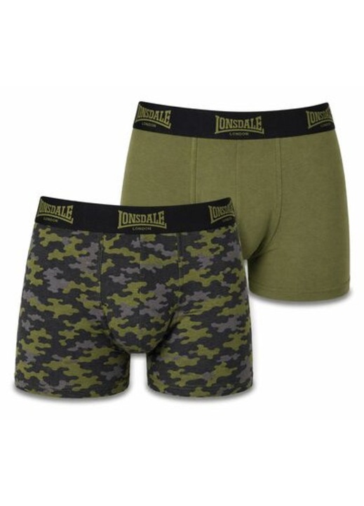 Lonsdale férfi boxer szett 2 darabos khaki, pamut, LYCRA
