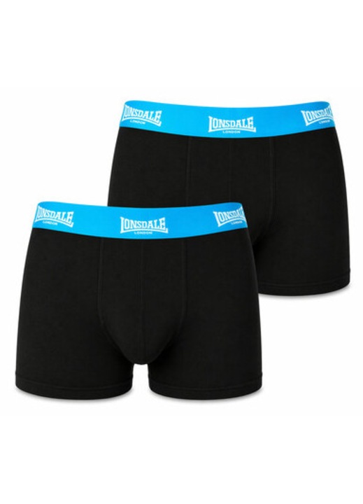 Lonsdale férfi boxer alsó szett 2 db-os, Fekete/Kék, pamut, LYCRA