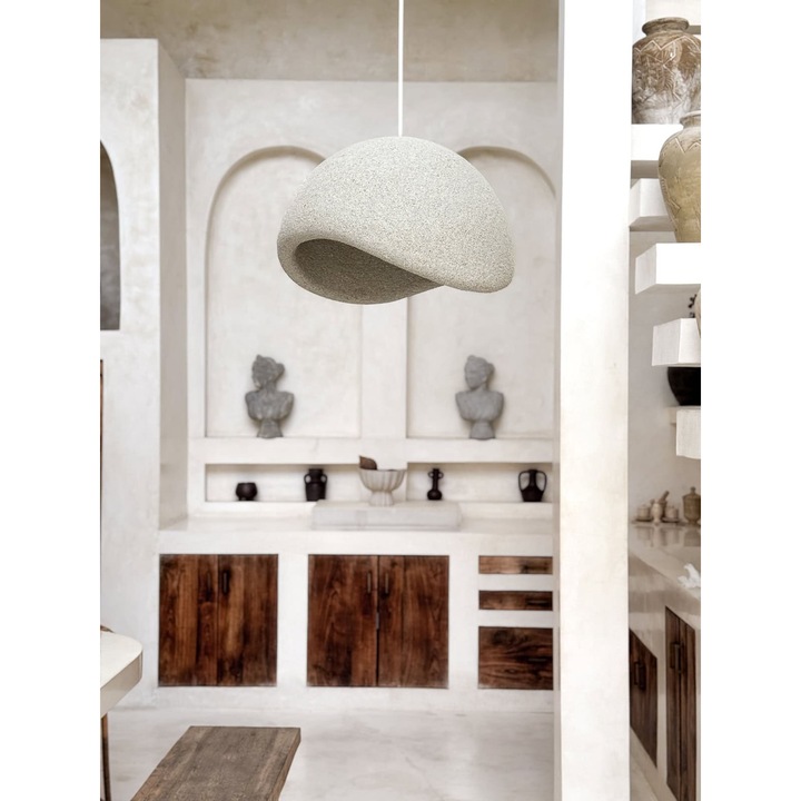 Lampa suspendata, 60x40cm, bej, finisaj nisip, Japandi Wabi Sabi Scandi Boho