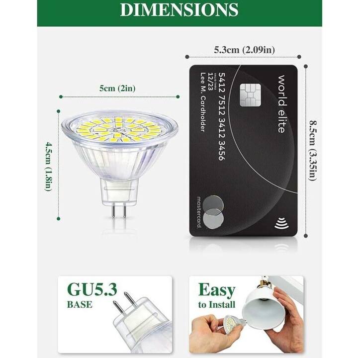 LED крушка GU5.3 MR16 3W 6000K студено бяла 12V комплект 10 бр