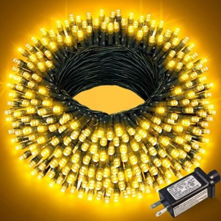 Instalatie luminoasa Craciun 300 LED alb cald 30m rezistenta la intemperii