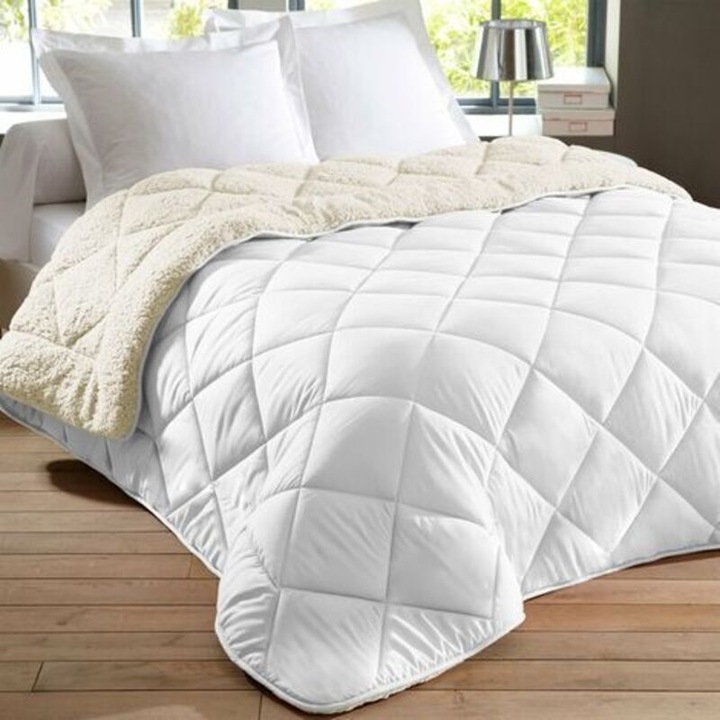 Fehér Sherpa megfordítható paplan 220x240 cm, mikroszálas, hőszabályozó, penészgátló