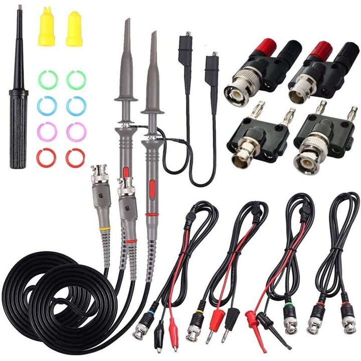 Sonda osciloscop universal 100MHz cu kit accesorii, multicolor